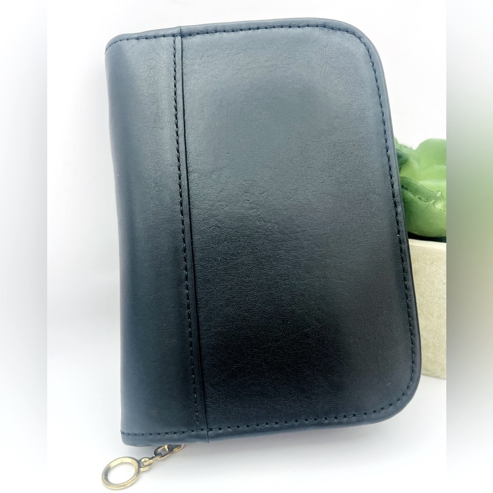 Vintage Coach Zip Around Compact Clutch 6901 Black Leather Wallet Organizer